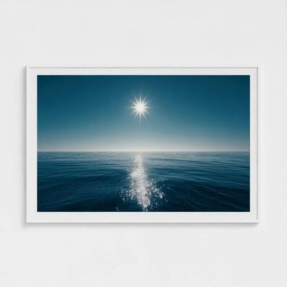 Ocean Horizon Photography Print, Minimalist Coastal Wall Art, Blue Sea and Sun Artwork, Modern Beach House Decor, Fine Art Seascape