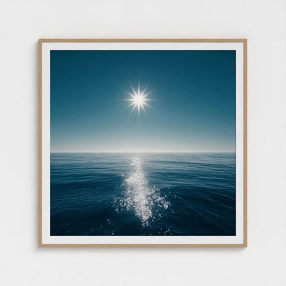 Ocean Horizon Photography Print, Minimalist Coastal Wall Art, Blue Sea and Sun Artwork, Modern Beach House Decor, Fine Art Seascape