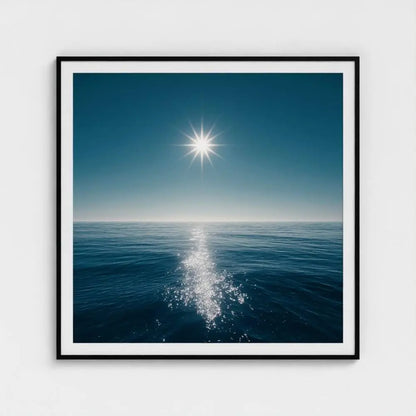 Ocean Horizon Photography Print, Minimalist Coastal Wall Art, Blue Sea and Sun Artwork, Modern Beach House Decor, Fine Art Seascape