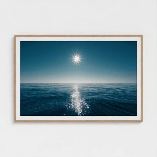 Ocean Horizon Photography Print, Minimalist Coastal Wall Art, Blue Sea and Sun Artwork, Modern Beach House Decor, Fine Art Seascape