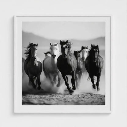 Wild Horses Photography Print: Black and White Western Wall Art, Giclée