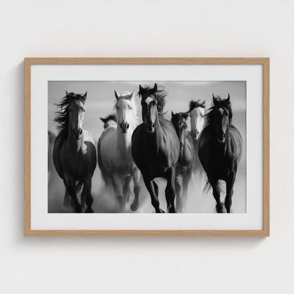 Wild Horses Photography Print: Black and White Western Wall Art, Giclée