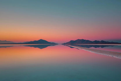 Salt Flat Sunset Wall Art Print – Pastel Reflection Landscape Photography, Minimal Decor