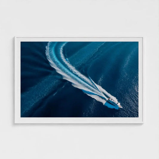 Yacht Wake Aerial Print: Coastal Nautical Wall Art, Museum Grade