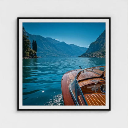 Mahogany Wake — Lake Como Wooden Boat Wall Art Print, Italian Lake Photography, Nautical Decor