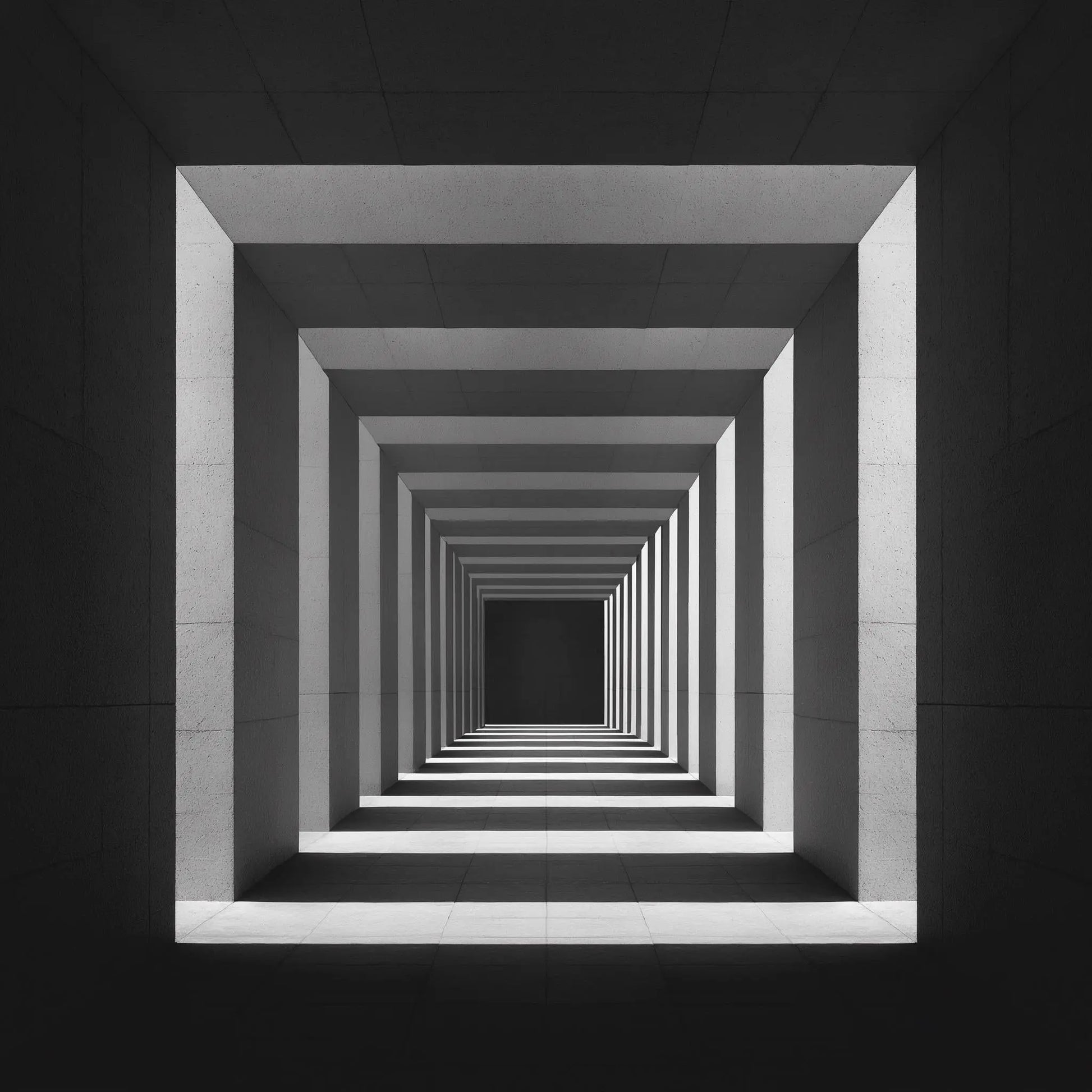 Brutalist Tunnel Wall Art Print – Symmetric Concrete Geometry Photography