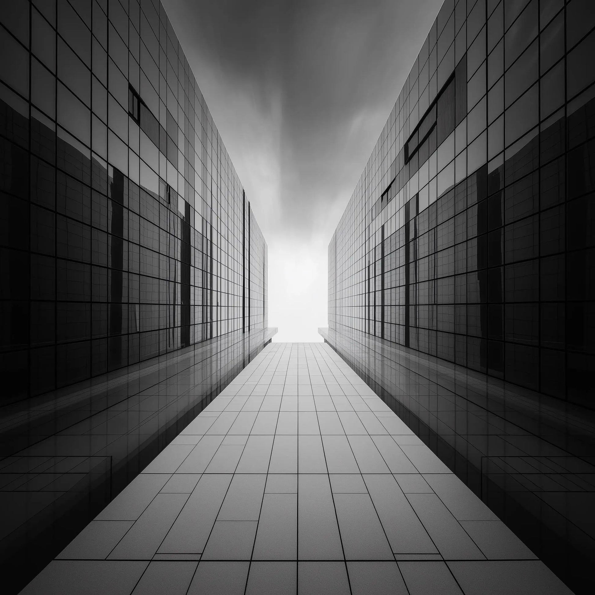 Brutalist Corridor Wall Art Print – Modern Concrete Architecture Photography