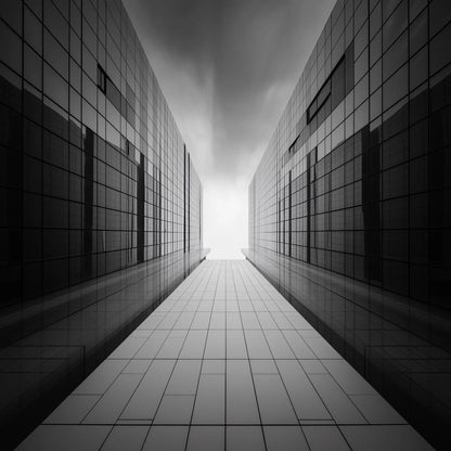 Brutalist Corridor Wall Art Print – Modern Concrete Architecture Photography