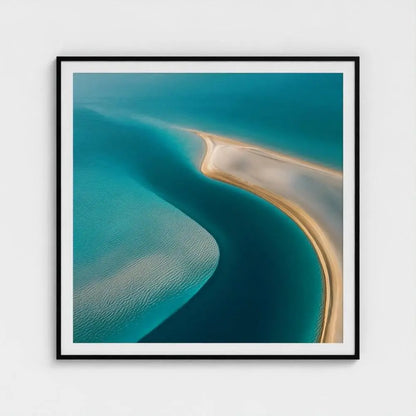 Aerial Sandbar Wall Art Print – Turquoise Water & Golden Shoreline Photography, Coastal Decor