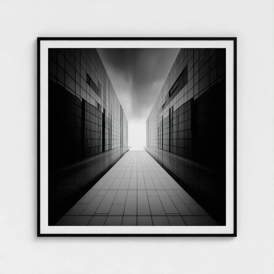 Brutalist Corridor Wall Art Print – Modern Concrete Architecture Photography