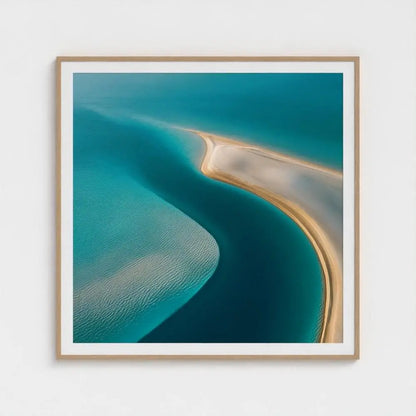 Aerial Sandbar Wall Art Print – Turquoise Water & Golden Shoreline Photography, Coastal Decor