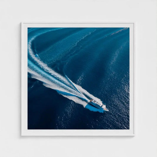 Yacht Wake Aerial Print: Coastal Nautical Wall Art, Museum Grade