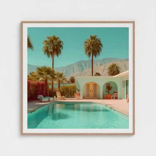 Palm Springs Pool Wall Art Print – Mid‑Century Modern Desert Photography