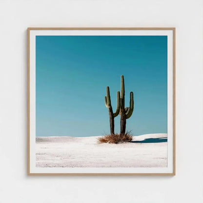 Salt & Saguaro — Desert Cactus Wall Art Print, Minimal Southwestern Photography, Turquoise Sky Modern Decor