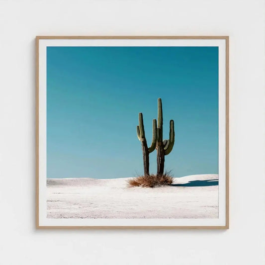 Salt & Saguaro — Desert Cactus Wall Art Print, Minimal Southwestern Photography, Turquoise Sky Modern Decor