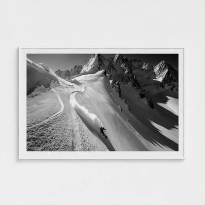 Serpentine Slope — Skier Wall Art Print, Black & White Mountain Photography, Alpine Winter Decor
