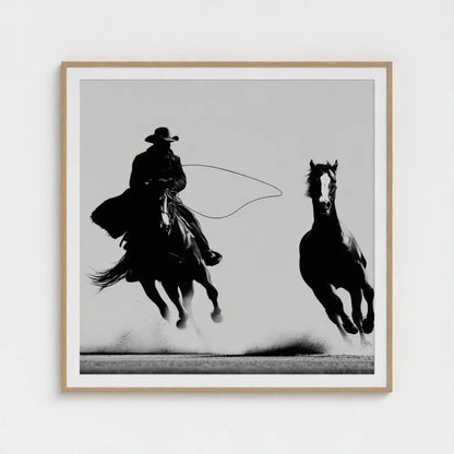Black and White Cowboy Photography Print, Western Horse Wall Art, Rustic Ranch Decor