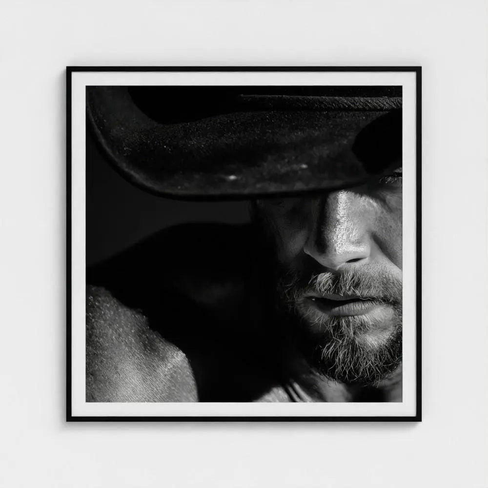 Black and White Cowboy Portrait Photography Print | Rustic Western Wall Art, Masculine Fine Art Decor, Ranch Style Home Artwork