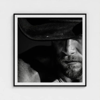 Black and White Cowboy Portrait Photography Print | Rustic Western Wall Art, Masculine Fine Art Decor, Ranch Style Home Artwork