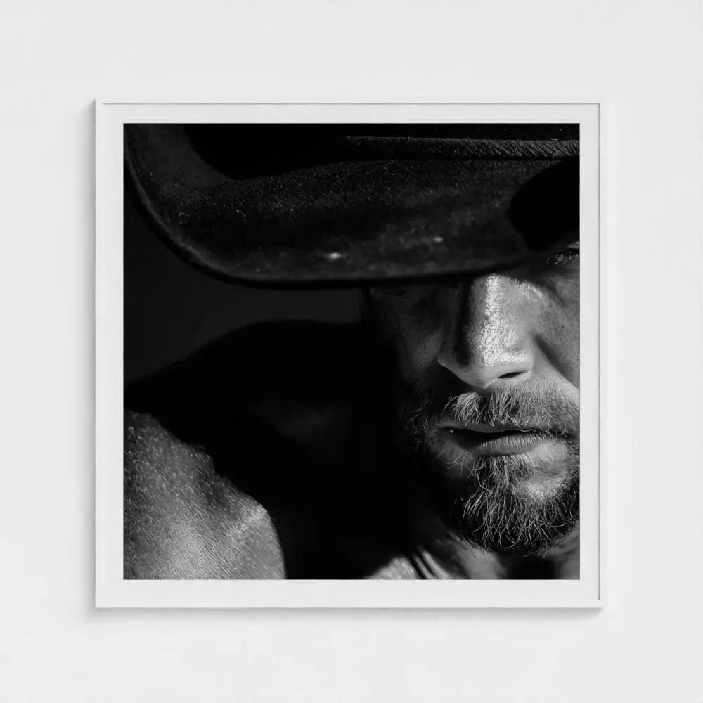 Black and White Cowboy Portrait Photography Print | Rustic Western Wall Art, Masculine Fine Art Decor, Ranch Style Home Artwork
