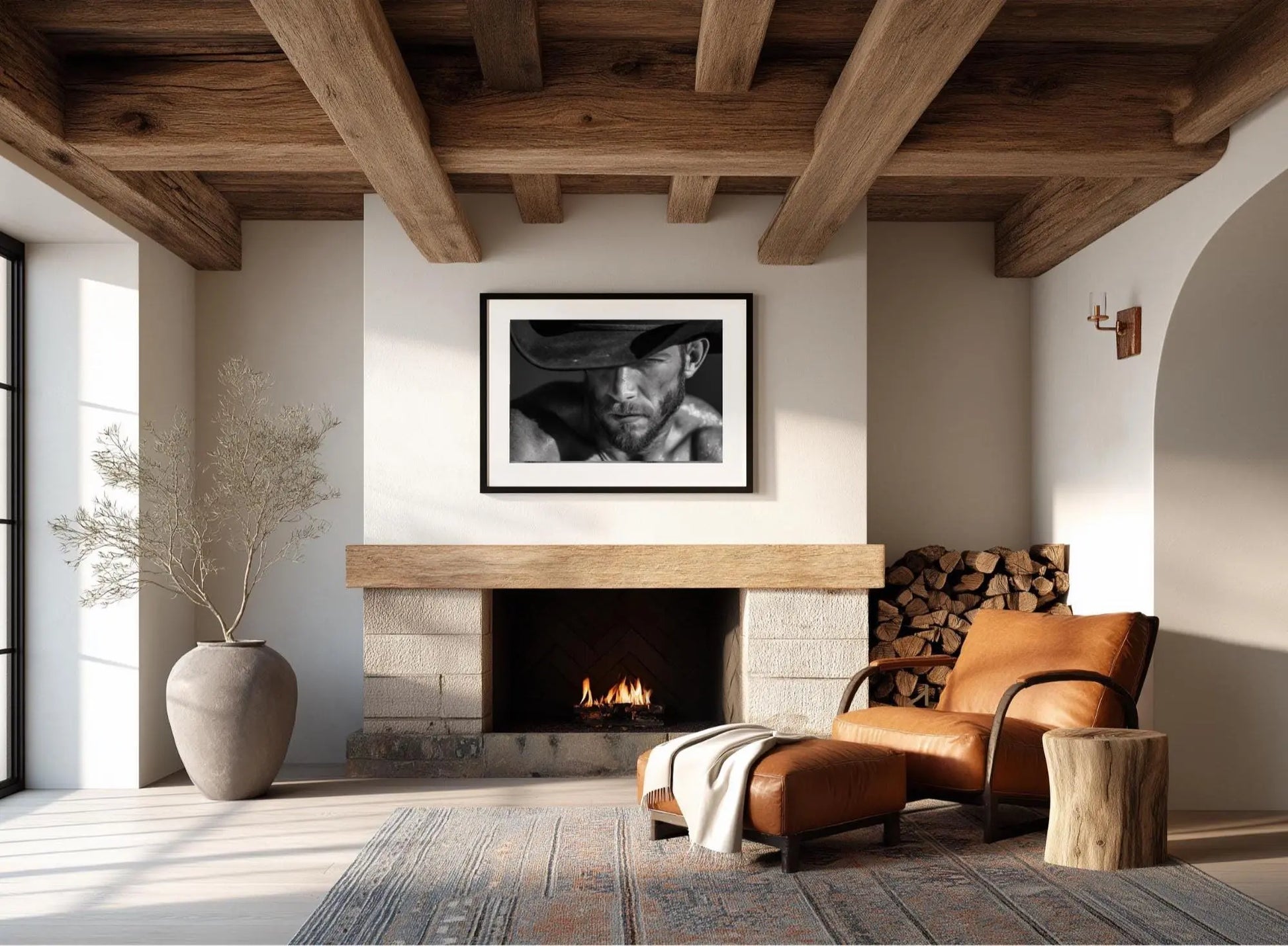 Black and White Cowboy Portrait Photography Print | Rustic Western Wall Art, Masculine Fine Art Decor, Ranch Style Home Artwork