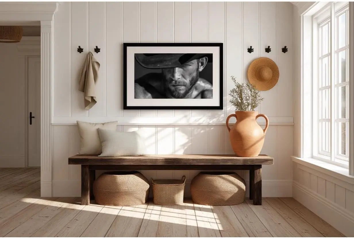 Black and White Cowboy Portrait Photography Print | Rustic Western Wall Art, Masculine Fine Art Decor, Ranch Style Home Artwork