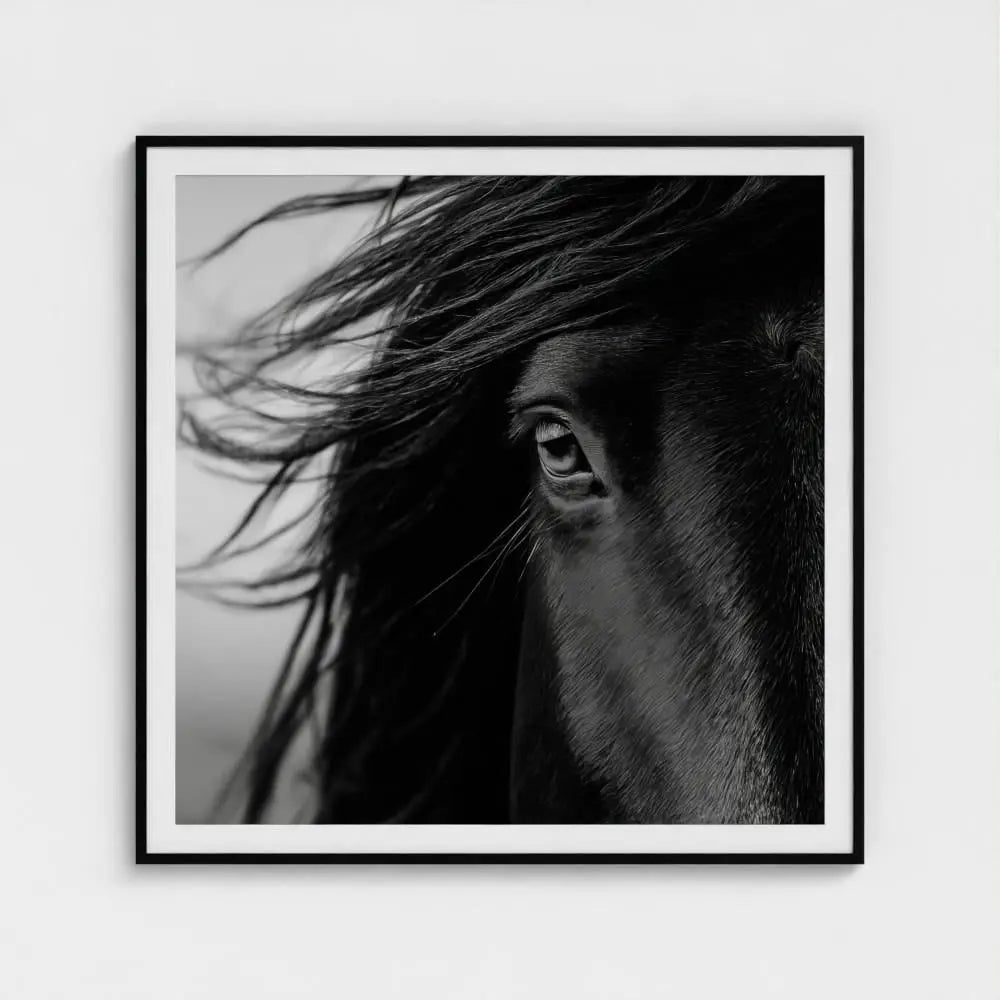 Black and White Horse Photography Print, Minimalist Equine Wall Art, Rustic Ranch Home Decor, Fine Art Animal Portrait Artwork