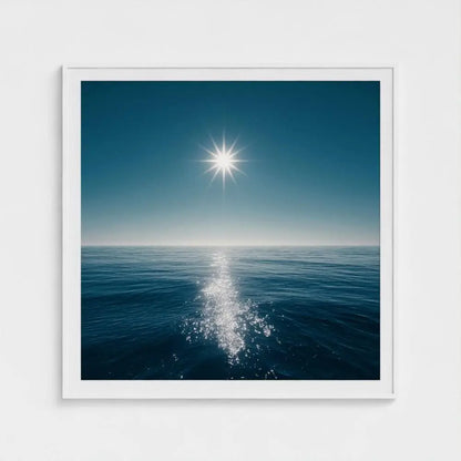 Ocean Horizon Photography Print, Minimalist Coastal Wall Art, Blue Sea and Sun Artwork, Modern Beach House Decor, Fine Art Seascape
