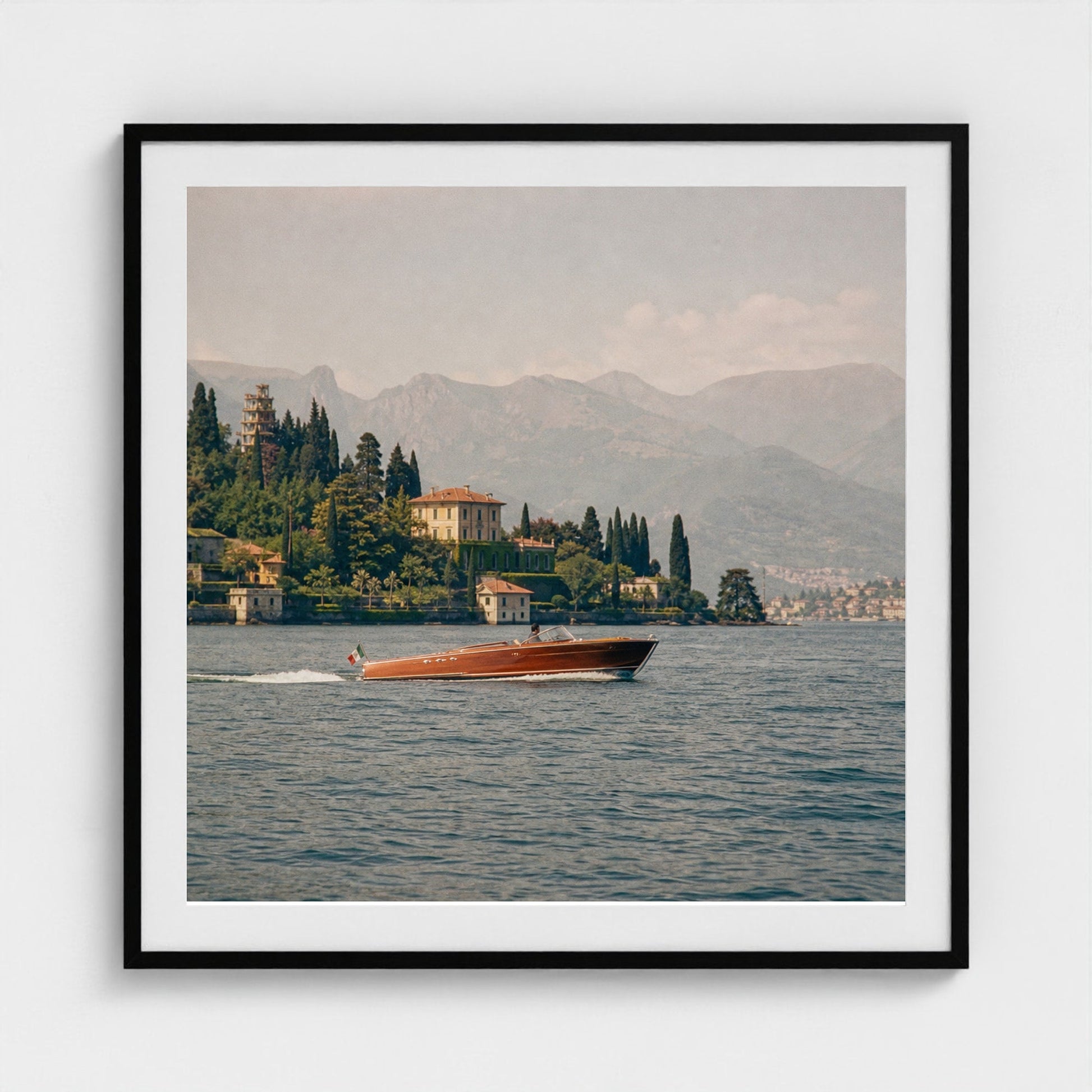 Lake Como Wall Art — 36 × 36 black frame mockup
