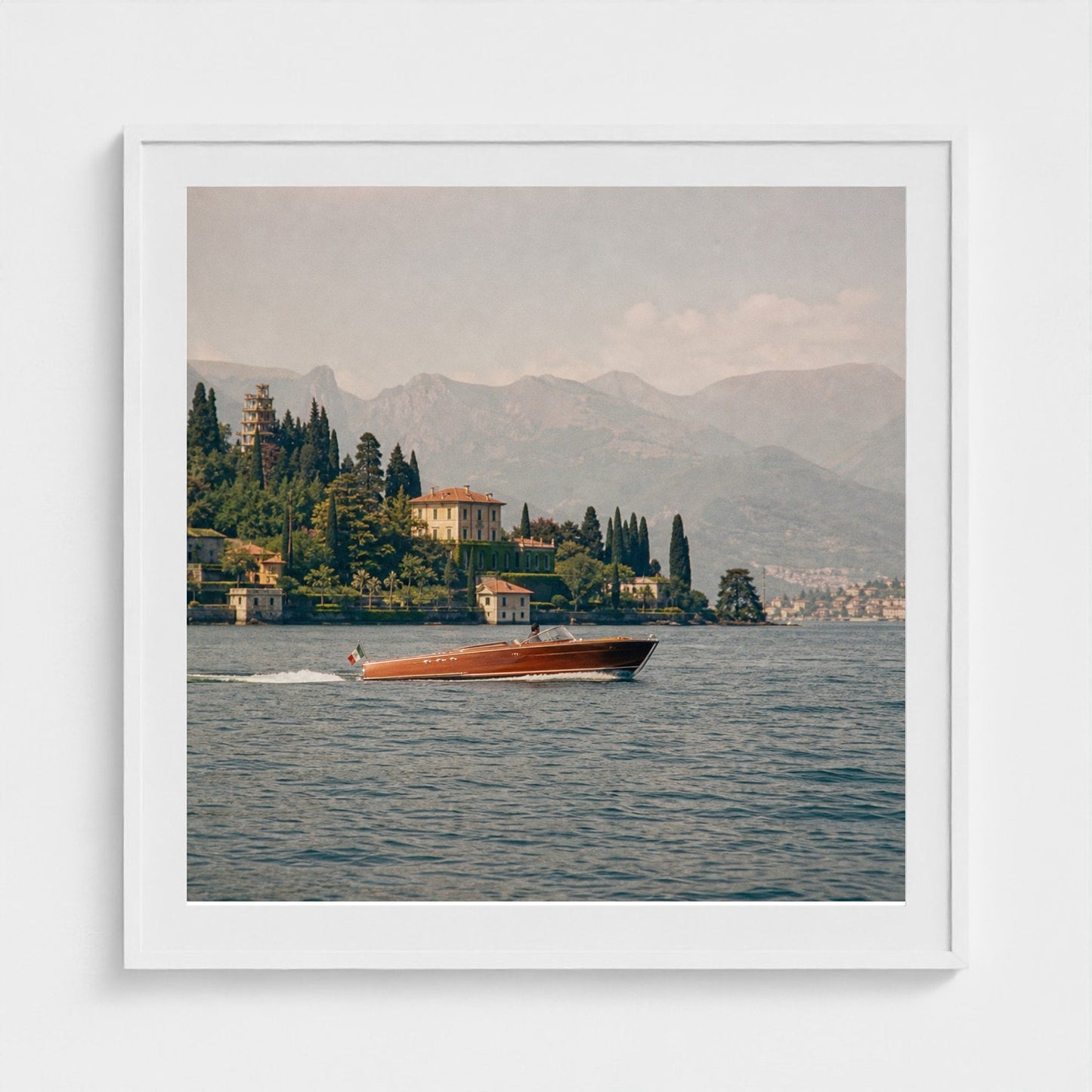 Lake Como Wall Art — 36 × 36 white frame mockup