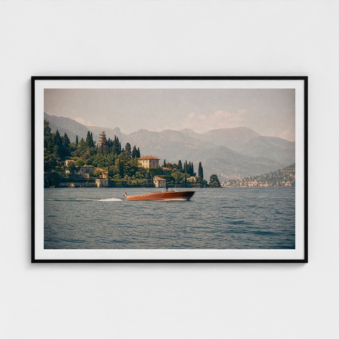 Lake Como Wall Art — 60 × 40 black frame mockup