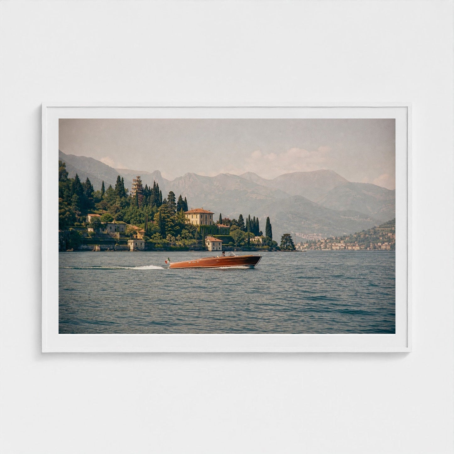 Lake Como Wall Art — 60 × 40 white frame mockup