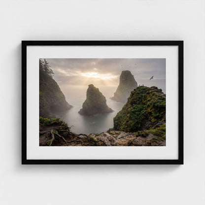 oregon-sea-stacks 24x18 black frame