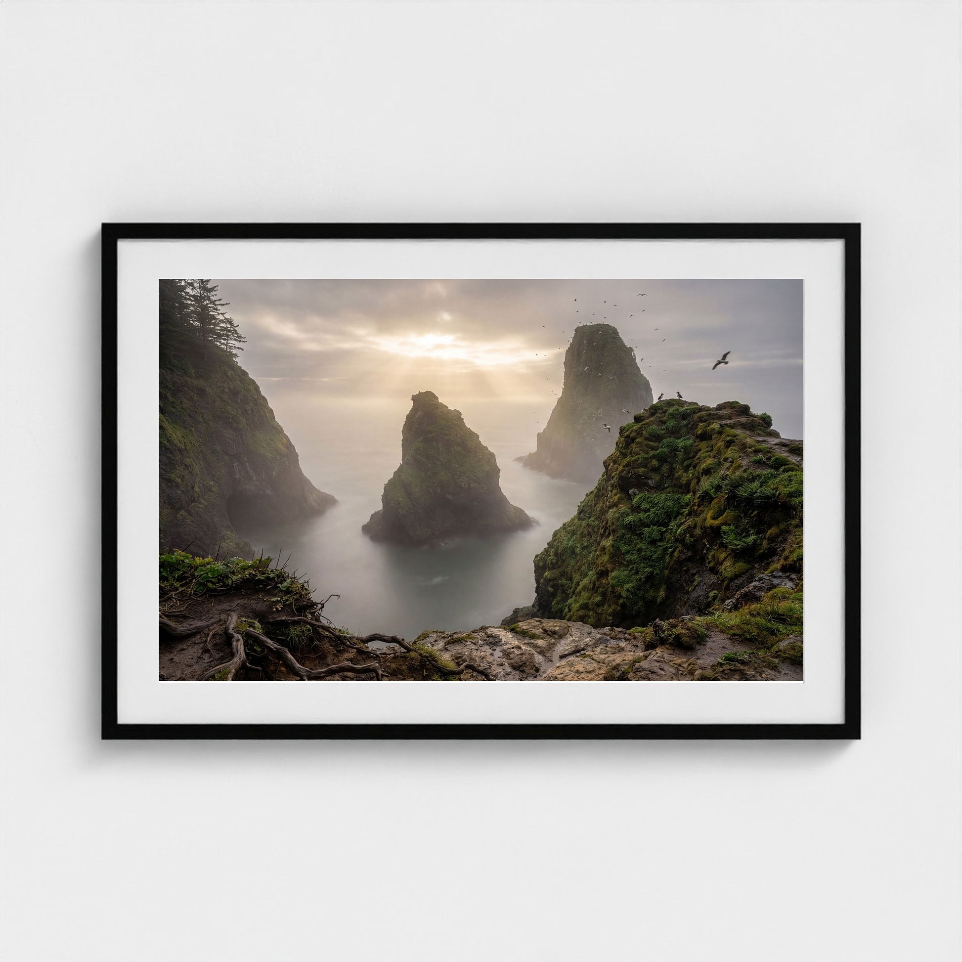 oregon-sea-stacks 36x24 black frame
