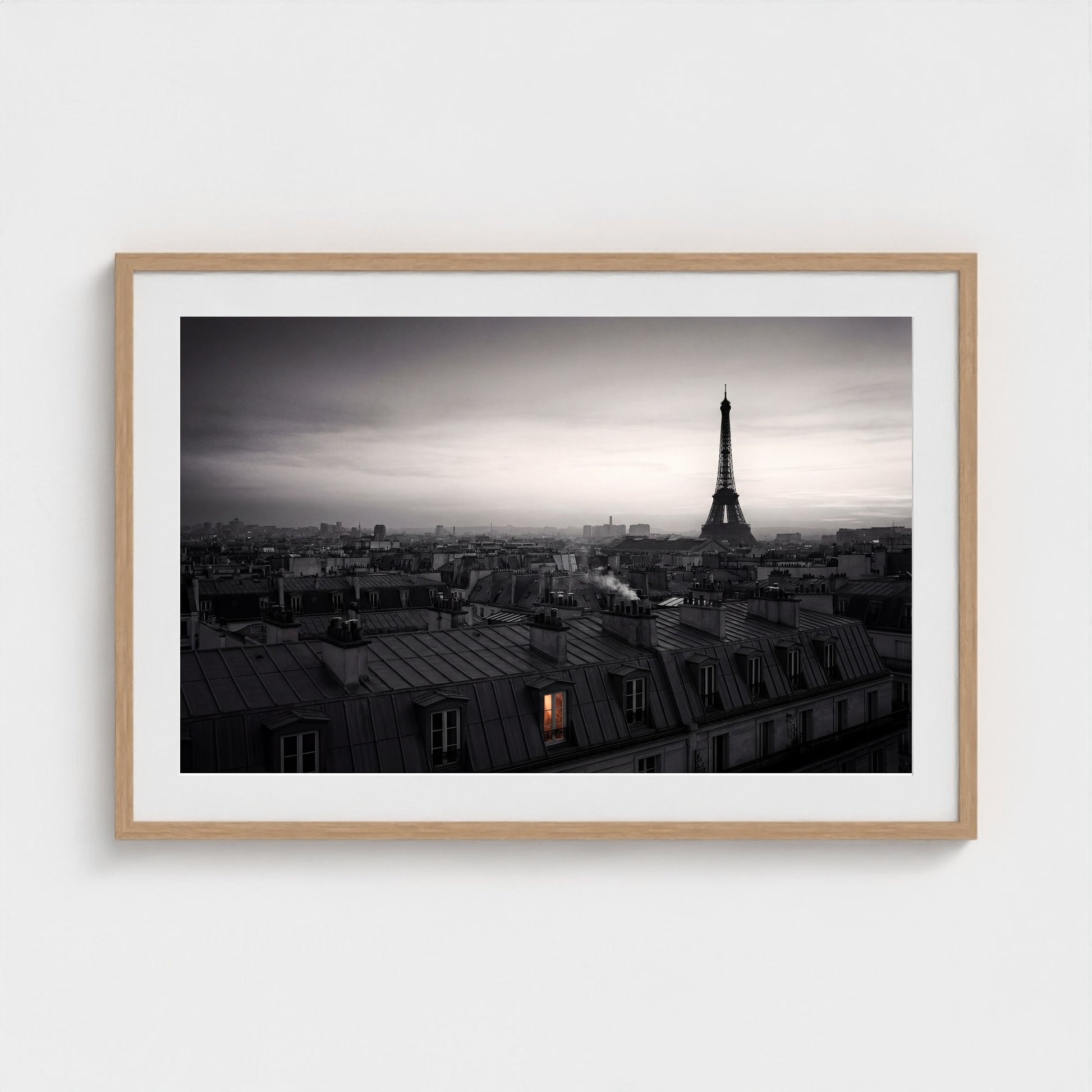 paris-rooftops-dusk 36x24 natural frame