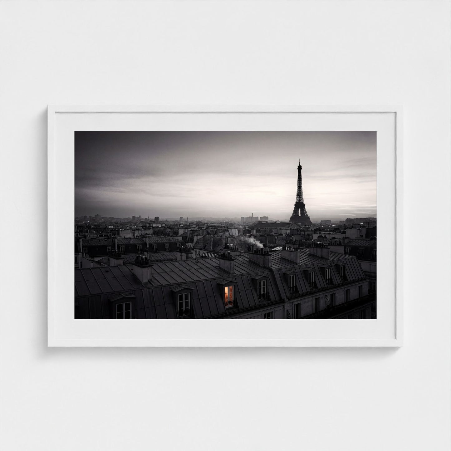 paris-rooftops-dusk 36x24 white frame