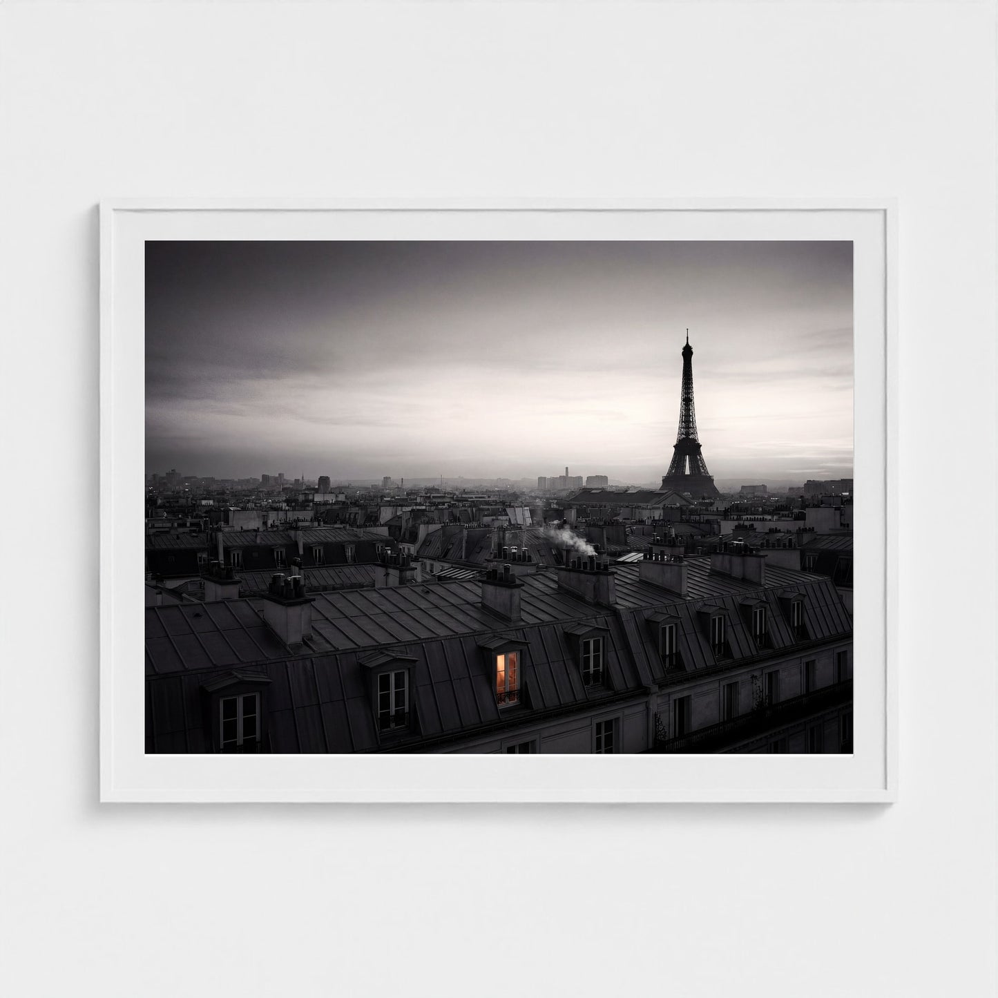 paris-rooftops-dusk 48x36 white frame