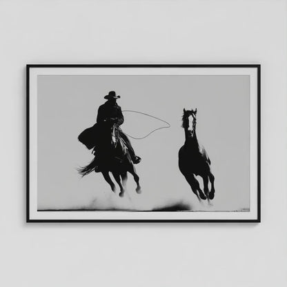 Black and White Cowboy Photography Print, Western Horse Wall Art, Rustic Ranch Decor