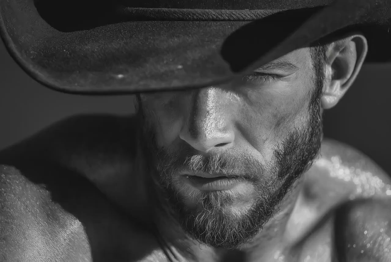 Black and White Cowboy Portrait Photography Print | Rustic Western Wall Art, Masculine Fine Art Decor, Ranch Style Home Artwork