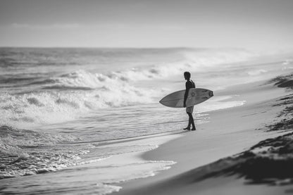 Raw unframed artwork — Black and White Surfer Wall Art — Coastal Photography — source 10733189431599