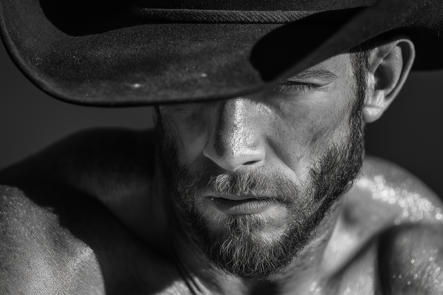 Raw unframed artwork — Cowboy Portrait Wall Art — Black and White Photography — source 10737895997743