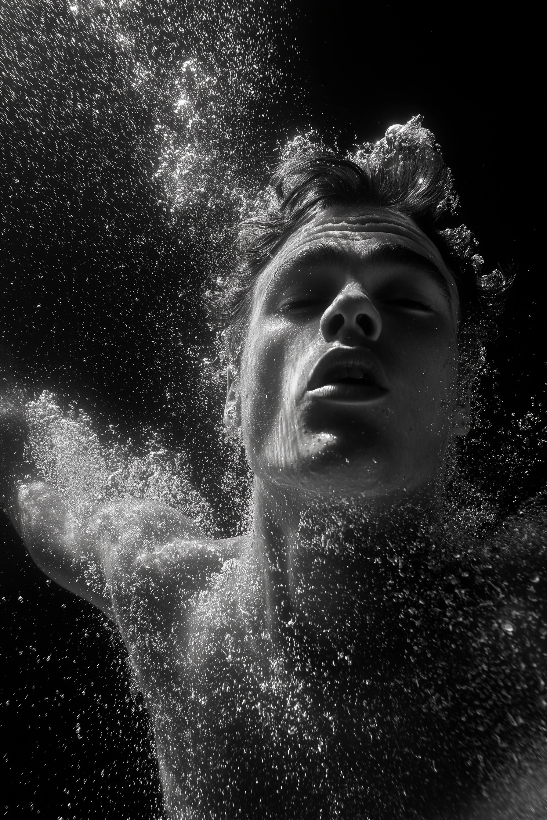 Raw unframed artwork — Underwater Portrait Wall Art — Black and White Photography — source 10742201123119