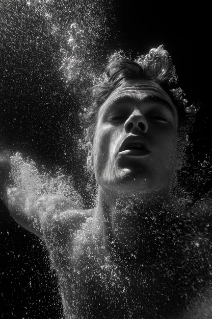 Raw unframed artwork — Underwater Portrait Wall Art — Black and White Photography — source 10742201123119