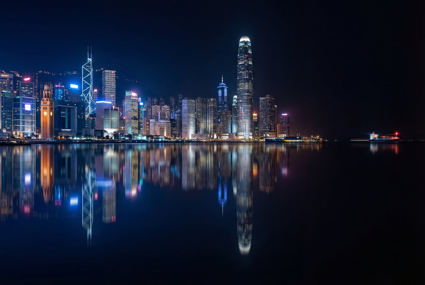Raw unframed artwork — Hong Kong Wall Art — Harbour Night Photography Print — source 13238447112495