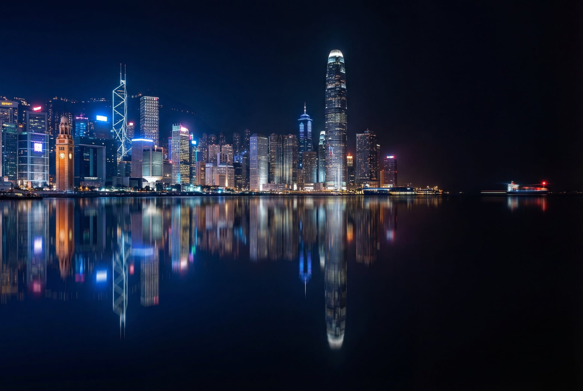 Raw unframed artwork — Hong Kong Wall Art — Harbour Night Photography Print — source 13238447112495