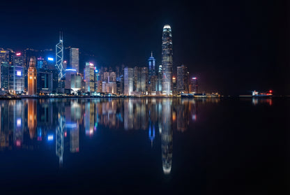Raw unframed artwork — Hong Kong Wall Art — Harbour Night Photography Print — source 13238447112495