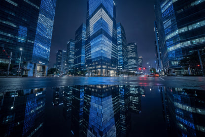 Raw unframed artwork — Seoul Wall Art — Urban Night Photography Print — source 13238464381231