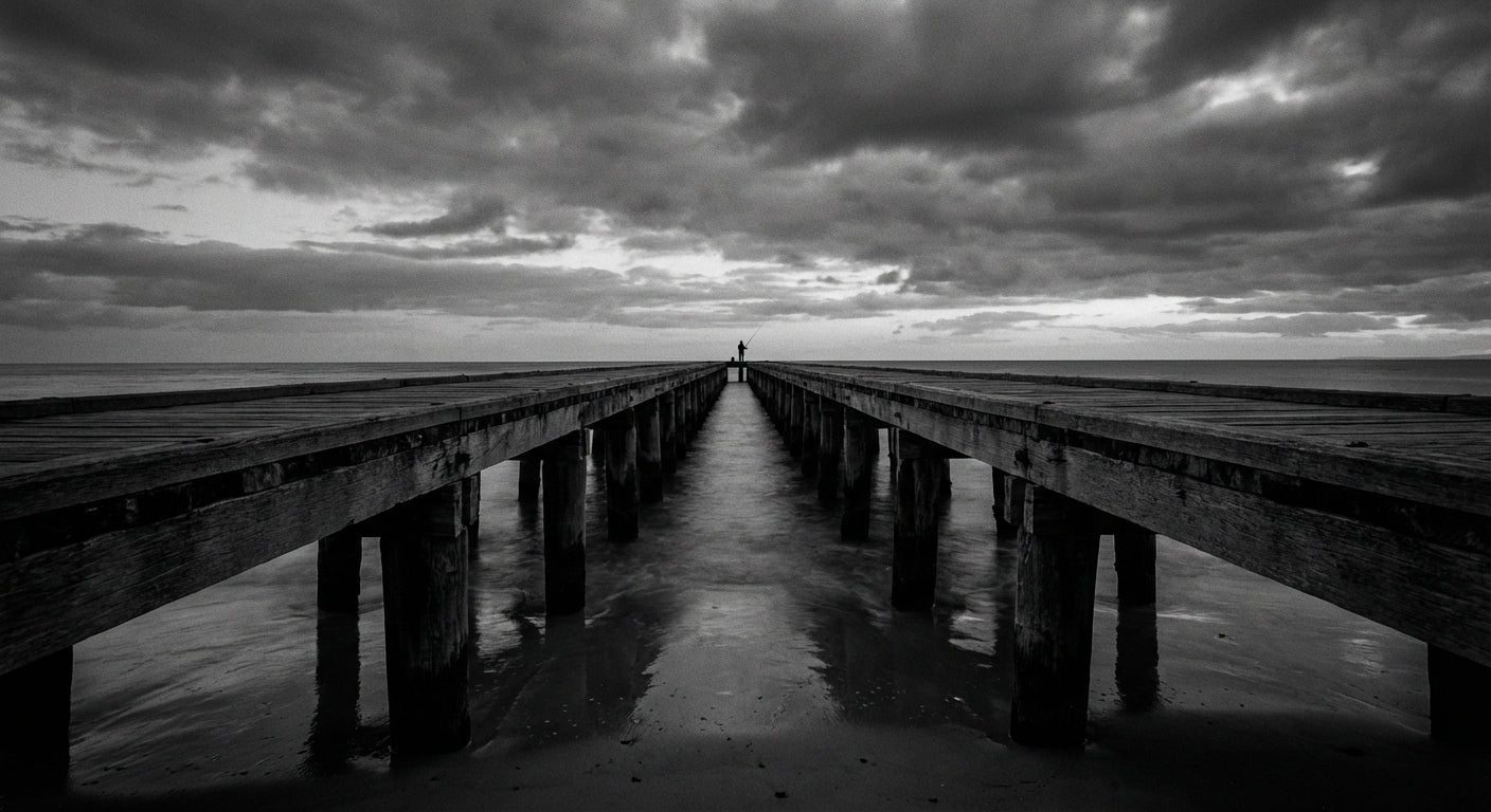 Raw unframed artwork — Pier Silhouette — Minimalist Coastal Photography | Studio Stevie — source 13344225558831