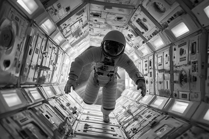 Raw unframed artwork — Astronaut Floating Into Airlock — Cinematic Photography | Studio Stevie — source 13344545505583