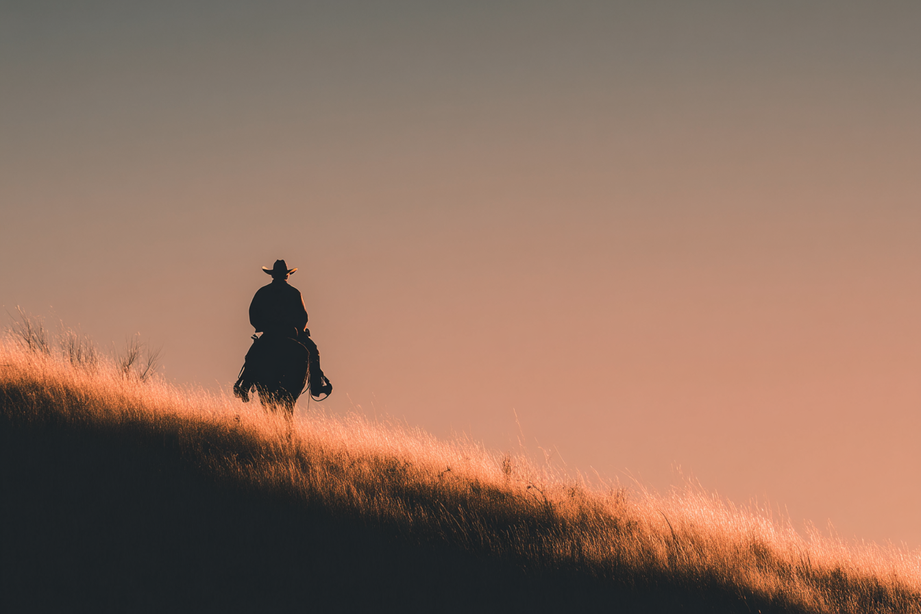 Raw unframed artwork — Minimalist Cowboy Silhouette — Landscape Photography | Studio Stevie — source 13344861585711